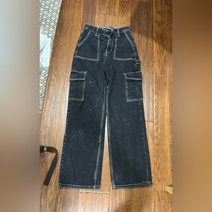 Black high waisted carpenter jeans, w26, brand- Social Tourist